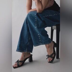 UO Charlie Rivet Bow Block Heel Sandal